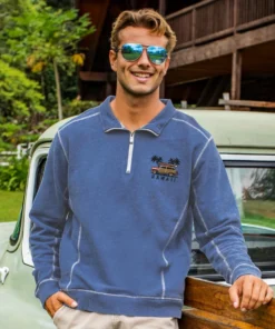 Woodie Longboard - Blue Heather Long Sleeve Mountain Peak Pullover