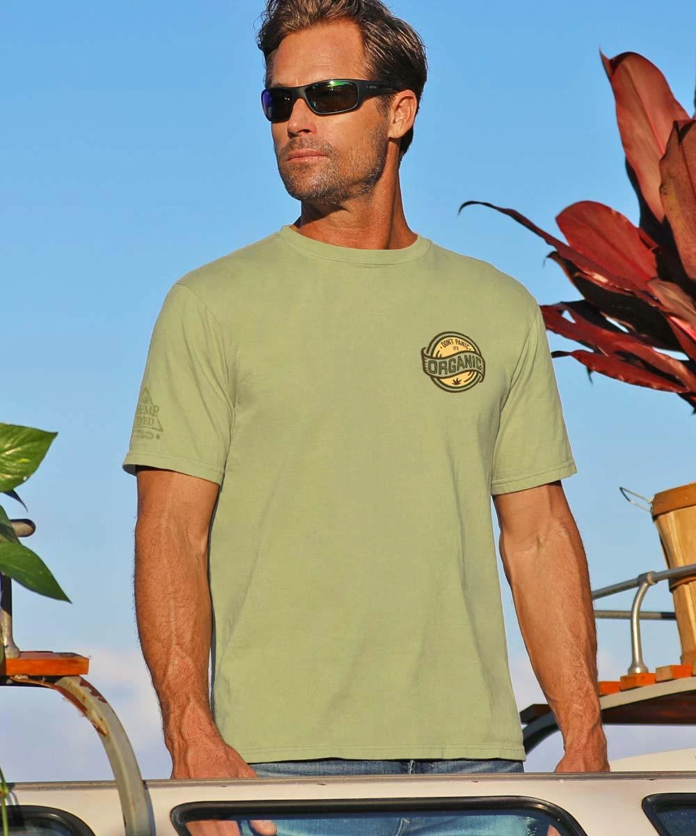 Don’t Panic - Hemp Dyed Short Sleeve Crewneck T-Shirt 2 Don’t Panic - Hemp Dyed Short Sleeve Crewneck T-Shirt - Image 2