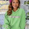 Tropical Hibiscus Lei - Key Lime Dyed Long Sleeve Lightweight Pullover