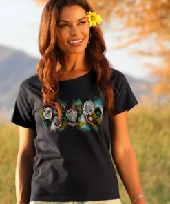 Rustic Protea Band - Black Short Sleeve Scoop Neck T-Shirt