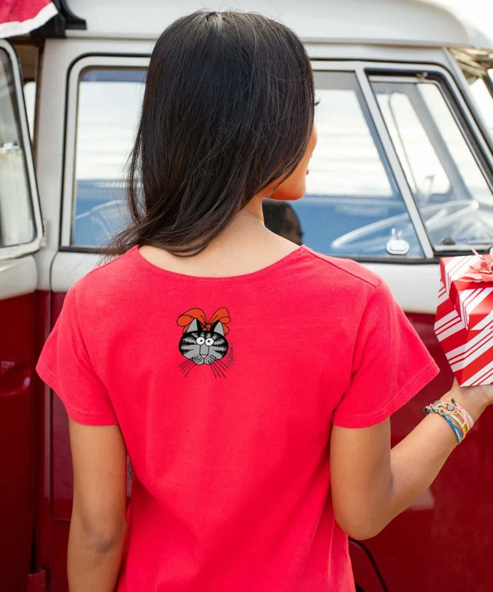 B. Kliban Stack Of Cats - Red Short Sleeve Scoop Neck T-Shirt 2 B. Kliban Stack Of Cats - Red Short Sleeve Scoop Neck T-Shirt - Image 2