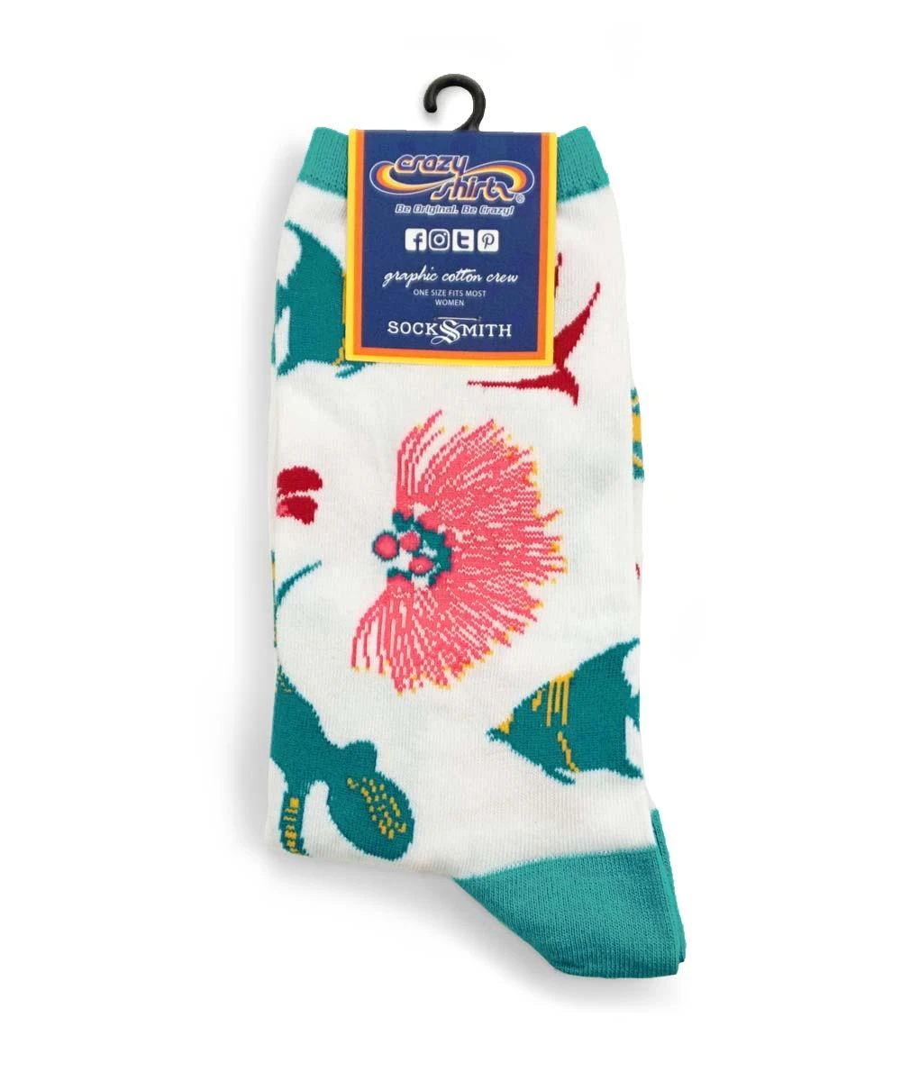 Hawaiian Whimsy - Graphic Cotton Crew Socks 3 Hawaiian Whimsy - Graphic Cotton Crew Socks - Image 3
