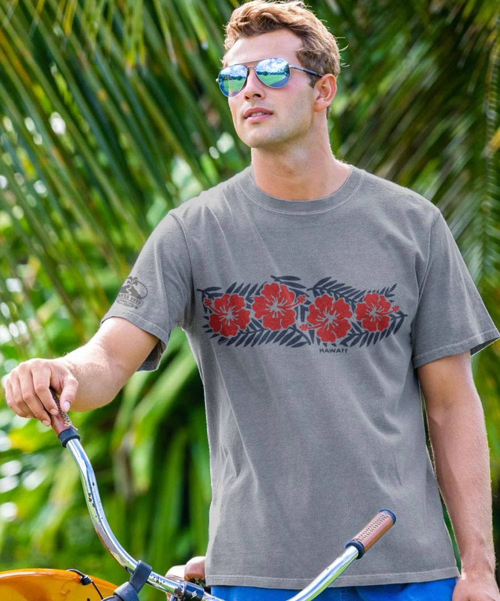 Retro Hibiscus - Crater Dyed® Short Sleeve Crewneck T-Shirt 1 Retro Hibiscus - Crater Dyed® Short Sleeve Crewneck T-Shirt