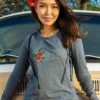Hibiscus Tapa Band - Gray Heather Long Sleeve Harmony Hooded T