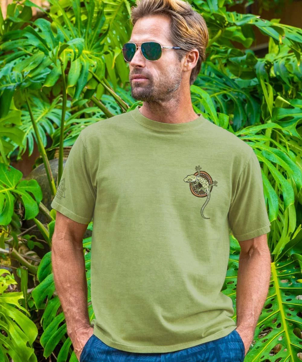 Gecko Mosaic - Hemp Dyed Short Sleeve Crewneck T-Shirt 2 Gecko Mosaic - Hemp Dyed Short Sleeve Crewneck T-Shirt - Image 2