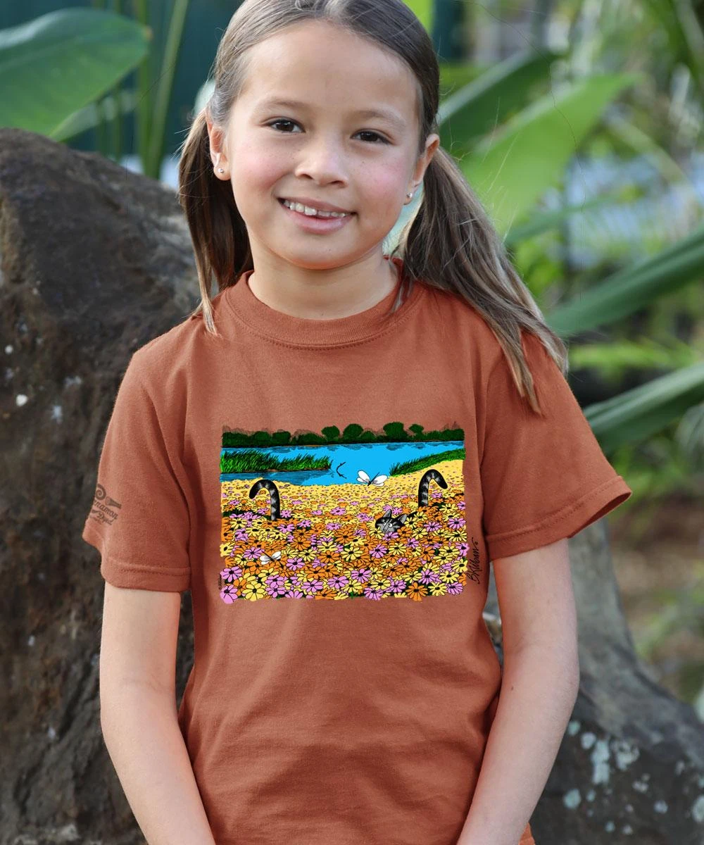 B. Kliban Crazy Daisies - Cinnamon Dyed Short Sleeve Crewneck T-Shirt 1 B. Kliban Crazy Daisies - Cinnamon Dyed Short Sleeve Crewneck T-Shirt